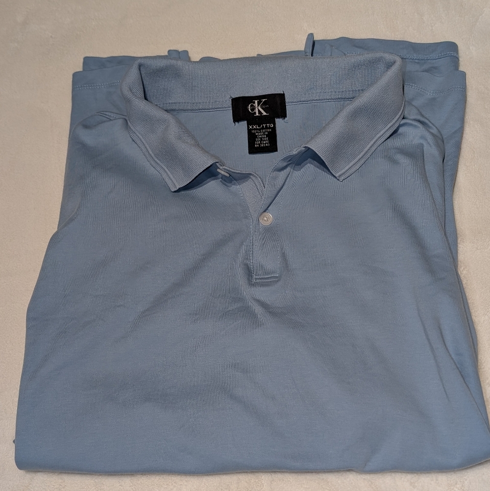 Calvin Klein Men's Sky Blue Polo Shirt. Xxl